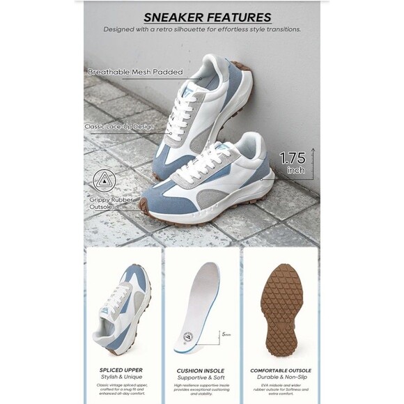 Women Fashion Sneakers Breathable Lace-Up Tennis Running Shoes Black Size 7 NWB - Picture 16 of 16